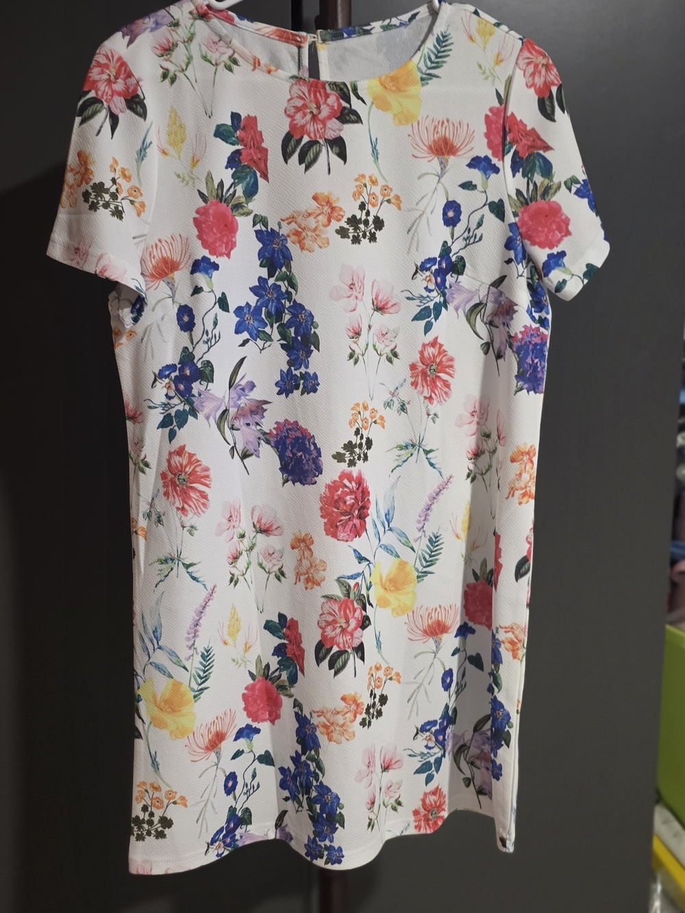 Floral Print White Girls' Dress - Colorful Blooms